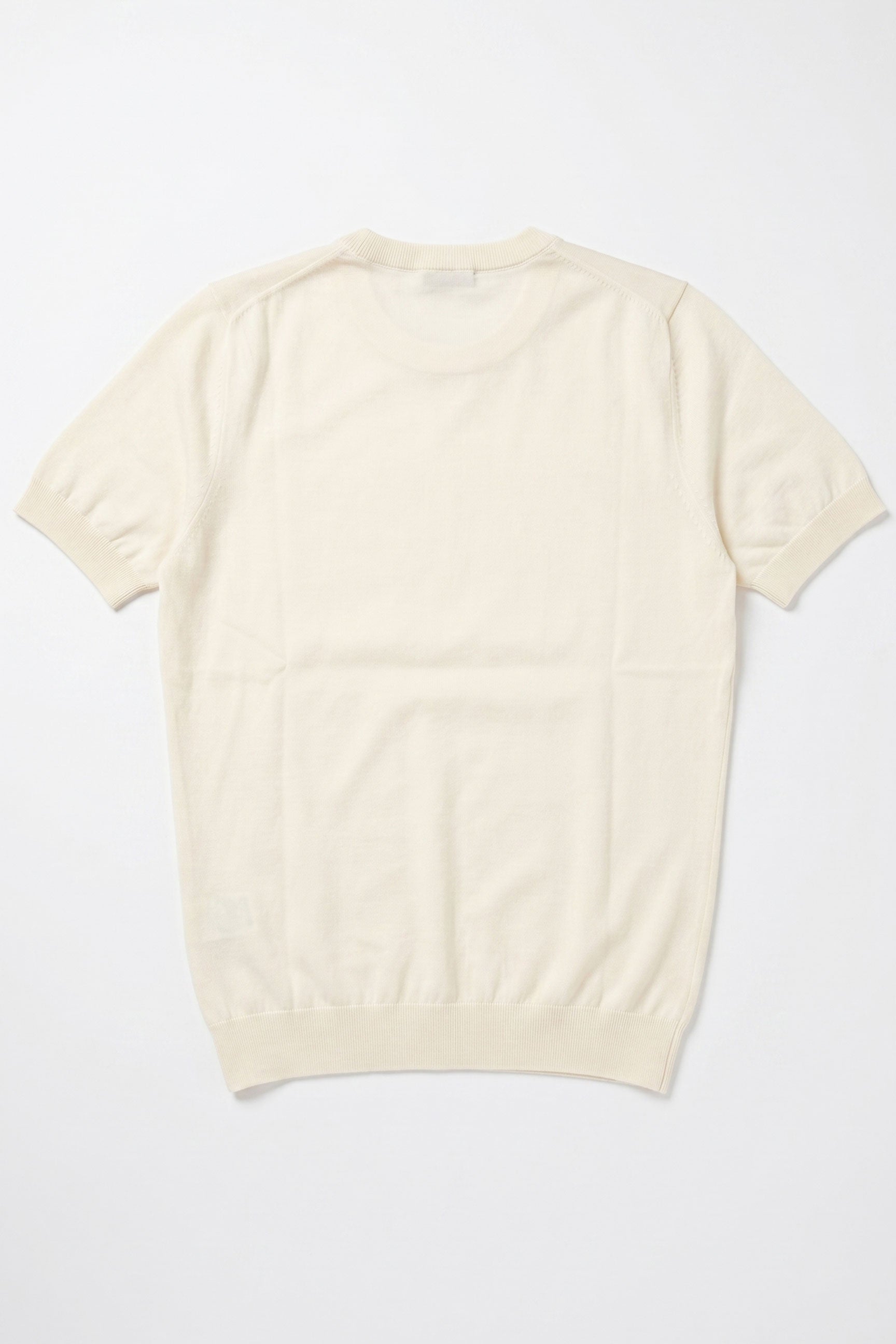Herren-T-Shirt in Off-White, Strick, normale Passform, Rundhalsausschnitt, Kurzarm