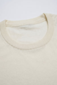 Herren-T-Shirt in Off-White, Strick, normale Passform, Rundhalsausschnitt, Kurzarm