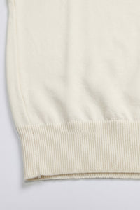 Herren-T-Shirt in Off-White, Strick, normale Passform, Rundhalsausschnitt, Kurzarm