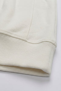 Herren-Sweatshirt mit Viertelreißverschluss in Off-White, Baumwollmischung, Stehkragen
