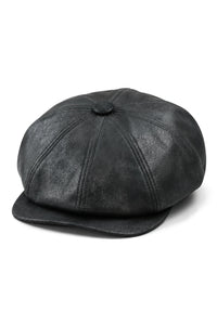 Herren 8 Panel Razor Baker Boy Hut PU Leder Blinders Newsboy Flat Cap Schwarz