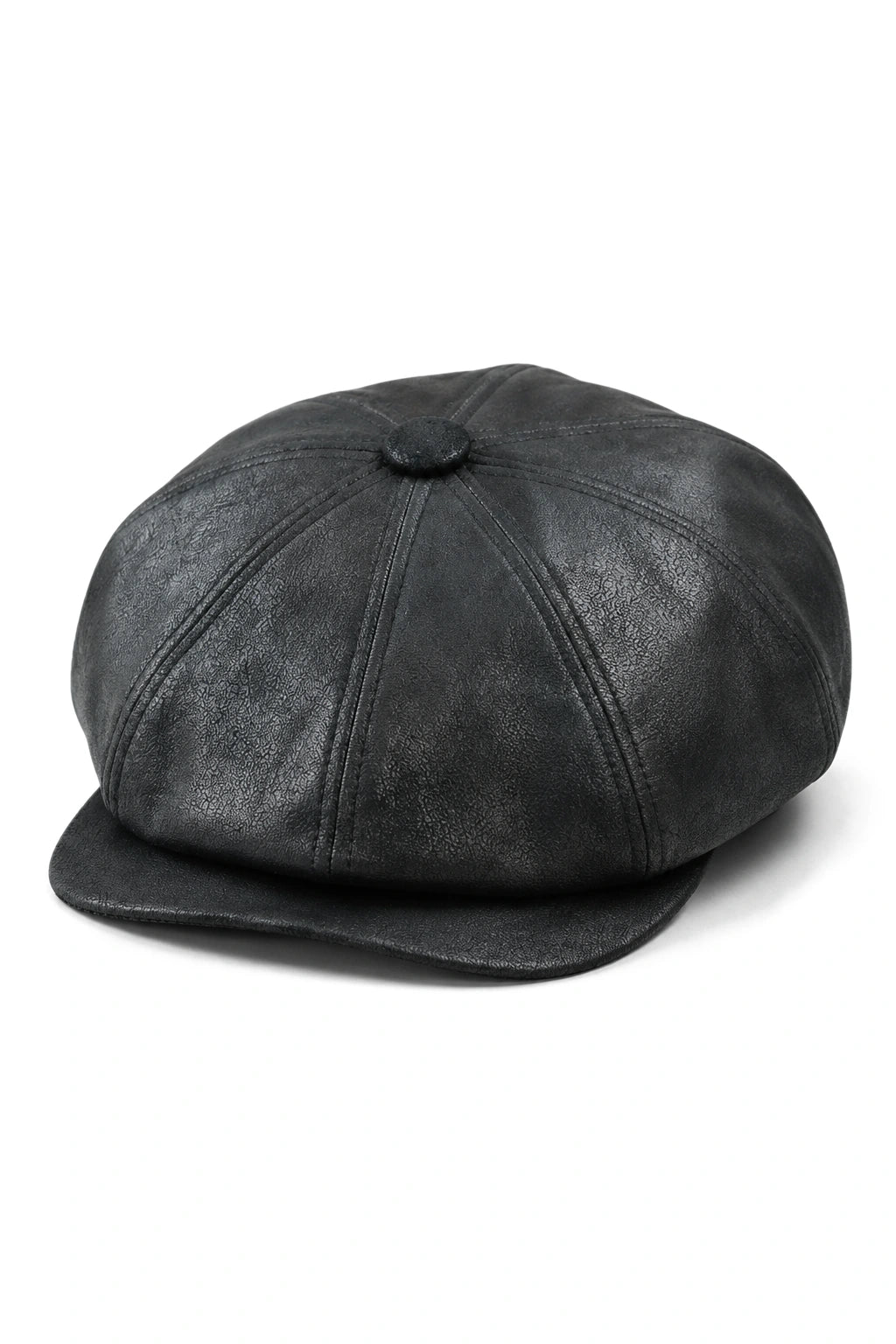 Herren 8 Panel Razor Baker Boy Hut PU Leder Blinders Newsboy Flat Cap Schwarz