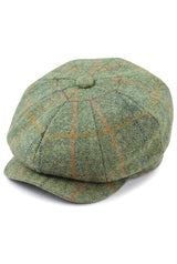 Herren 8 Panel Razor Hat Tweed Blinders Newsboy Grün Karierte Schiebermütze