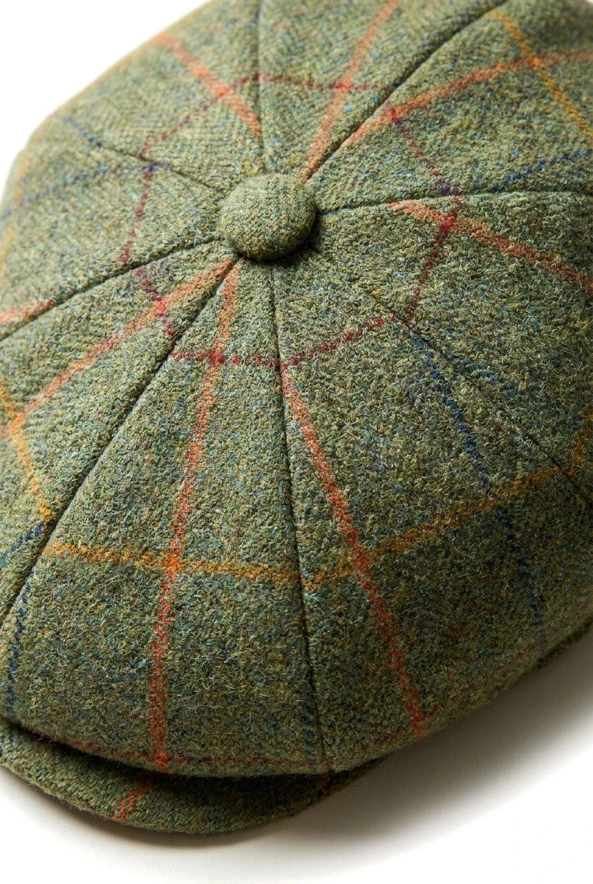 Herren 8 Panel Razor Hat Tweed Blinders Newsboy Grün Karierte Schiebermütze
