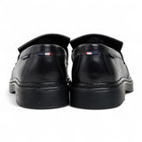Schwarze Herren-Slipper aus Leder mit dicker Sohle und Quasten