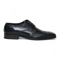 Klassische, formelle Schnürschuhe im Brogue-Stil aus schwarzem Leder für Herren