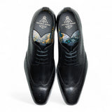 Klassische, formelle Schnürschuhe im Brogue-Stil aus schwarzem Leder für Herren