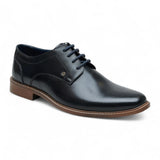 Schwarze, polierte, schlichte Derby-Schuhe für Herren aus Leder