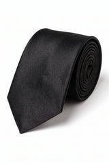 Schwarzes Herren-Krawatten-Set mit Einstecktuch und Manschettenknöpfen