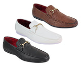 Mens Black Weave PU Leather Loafers