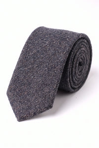Schwarze Herrenkrawatte aus Wollmischung und Tweed