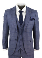 Mens 3 Piece Suit Classic Tweed Check Vintage Retro Peaky Blinders Tailored Fit