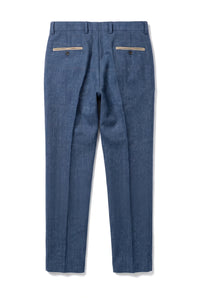 Dion - Blaue Tweedhose mit Fischgrätenmuster und Karomuster für Herren