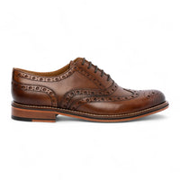 Braune Herren-Brogue-Oxford-Schuhe aus Leder mit Flügelkappe