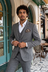 Einstecktuch für Herren aus braunem Tweed-Wollmischgewebe