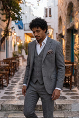 Einstecktuch für Herren aus braunem Tweed-Wollmischgewebe