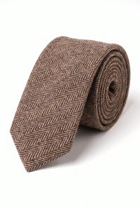 Braune Herrenkrawatte aus Wollmischung und Tweed