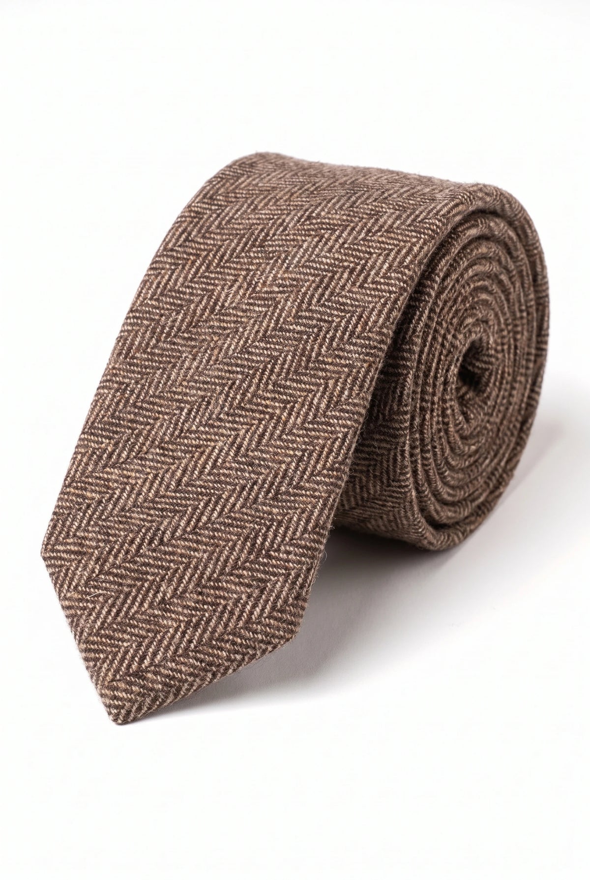 Braune Herrenkrawatte aus Wollmischung und Tweed