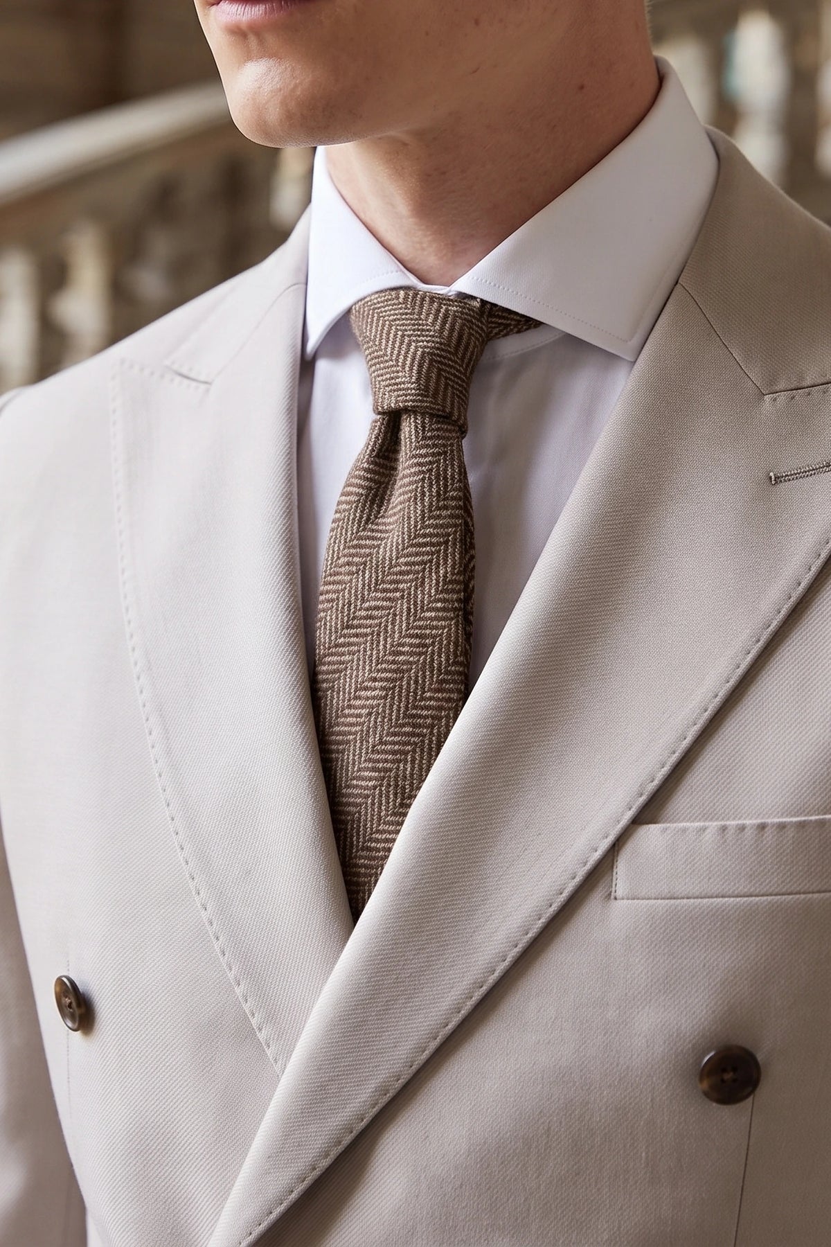 Braune Herrenkrawatte aus Wollmischung und Tweed