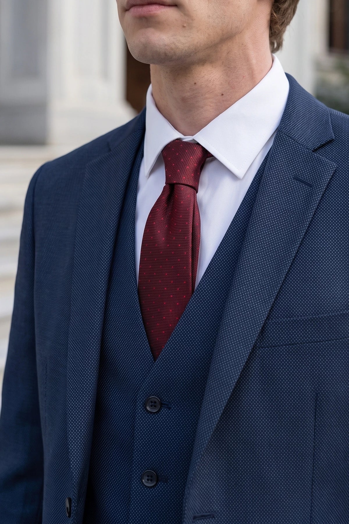 Burgunderrote, strukturierte Webkrawatte für Herren