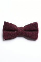Herrenfliege aus burgunderrotem Tweed-Wollmischgewebe