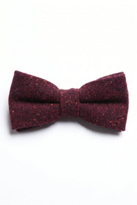 Herrenfliege aus burgunderrotem Tweed-Wollmischgewebe