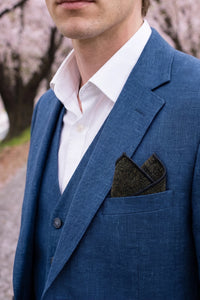 Einstecktuch für Herren aus anthrazitfarbenem Tweed-Wollmischgewebe