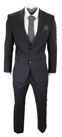 Mens Classic Plain Black Formal 2-Piece Suit