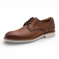 Herren-Derbyschuhe aus cognacbraunem Leder mit schlichter Zehenpartie