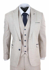 Mens Cream Vintage 3 Piece Suit