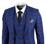 Mens Dark Blue Check Suit