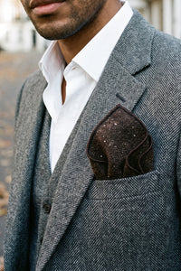 Einstecktuch für Herren aus dunkelbraunem Tweed-Wollmischgewebe