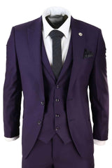 Mens Deep Purple 3 Piece Suit