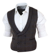 Mens Double Breasted Tweed Waistcoat