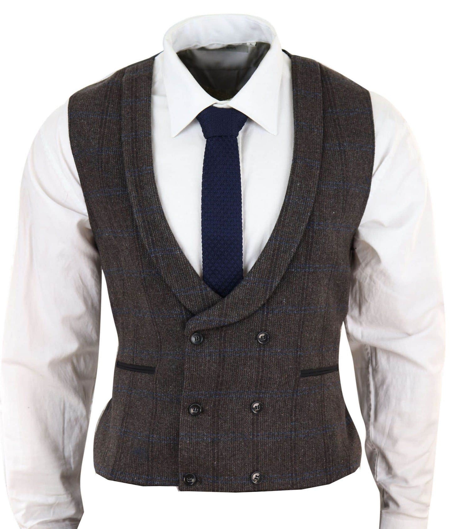 Mens Double Breasted Tweed Waistcoat