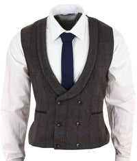 Mens Double Breasted Tweed Waistcoat