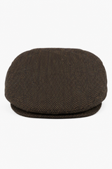 Herren Schiebermütze Wolle Fischgrät Braun Tweed Klassisch 1920er Unisex Del Boy