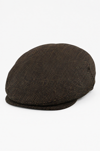 Herren Schiebermütze Wolle Fischgrät Braun Tweed Klassisch 1920er Unisex Del Boy