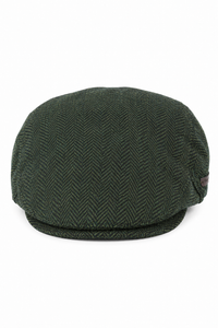 Herren Schiebermütze Wolle Fischgrät Olive Tweed Klassisch 1920er Unisex Del Boy