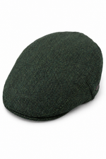 Herren Schiebermütze Wolle Fischgrät Olive Tweed Klassisch 1920er Unisex Del Boy