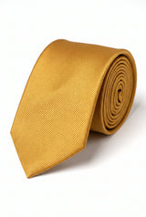 Herrenkrawatte, schmal geschnitten, einfarbig, Gold