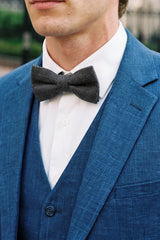 Graue Herrenfliege aus Tweed-Wollmischung