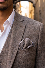 Einstecktuch für Herren aus grauem Tweed-Wollmischgewebe