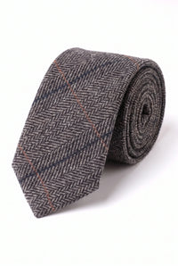 Graue Herrenkrawatte aus Wollmischung und Tweed