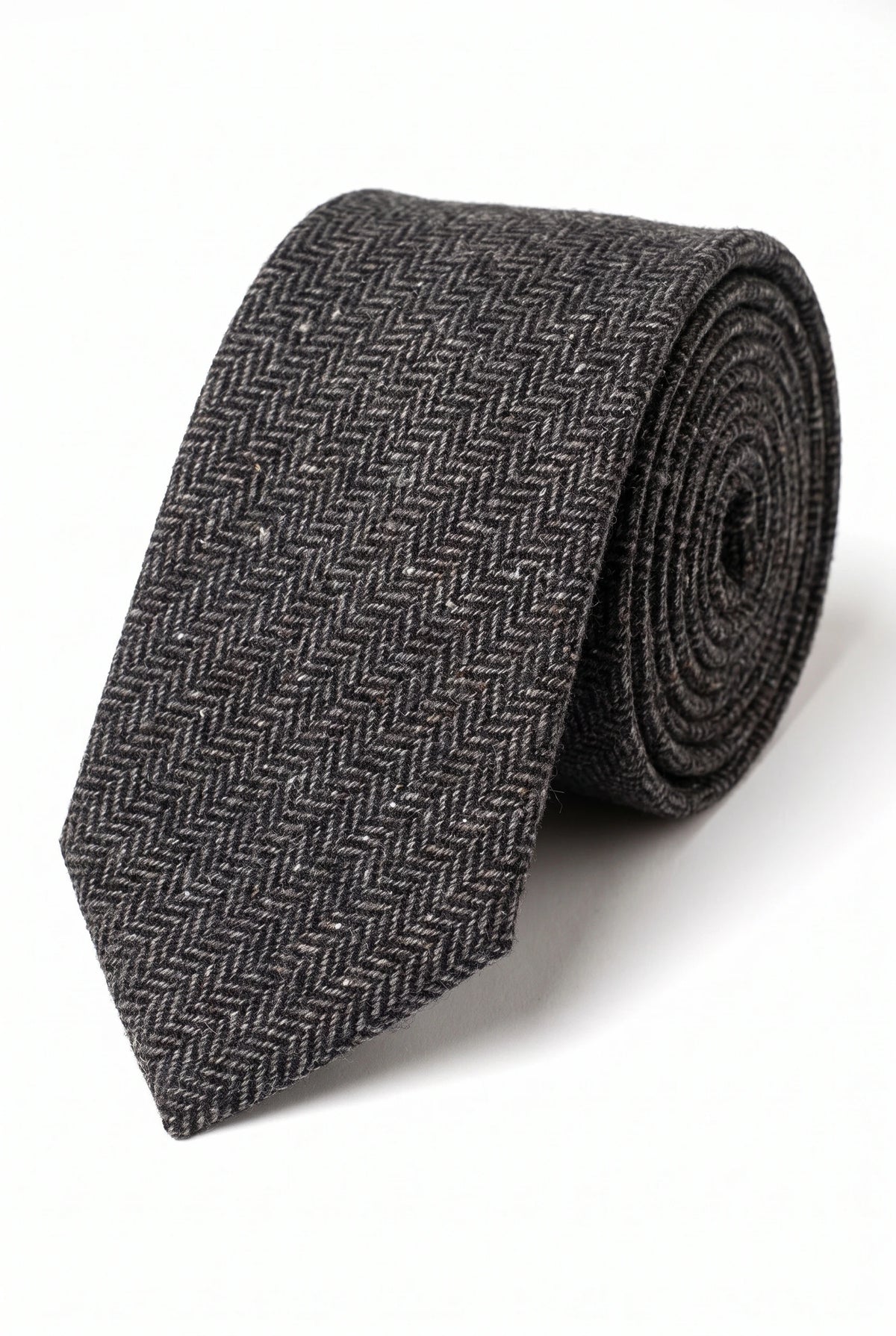 Graue Herrenkrawatte aus Wollmischung und Tweed