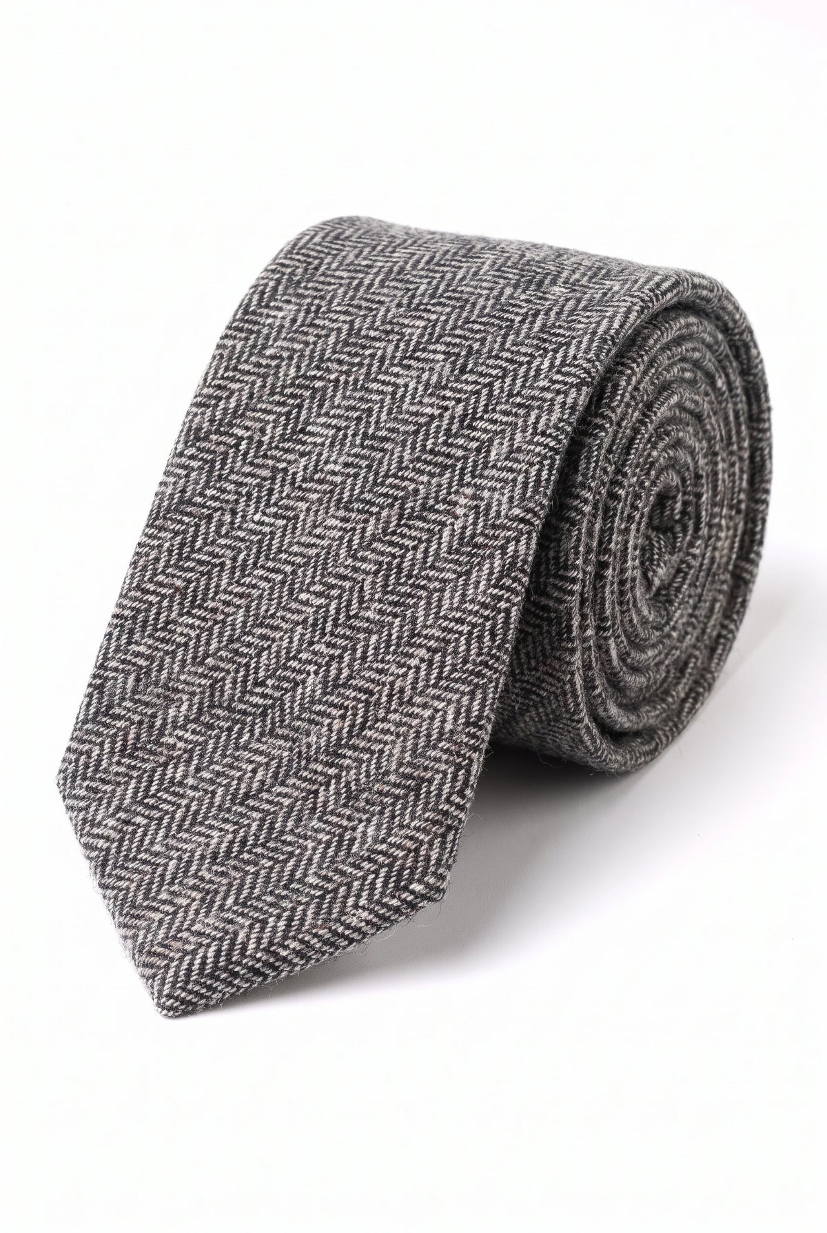 Graue Herrenkrawatte aus Wollmischung und Tweed