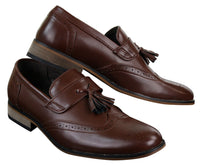 Mens Leather Slip On Tassle Brogues Driving Shoes Loafers Classic Vintage Retro