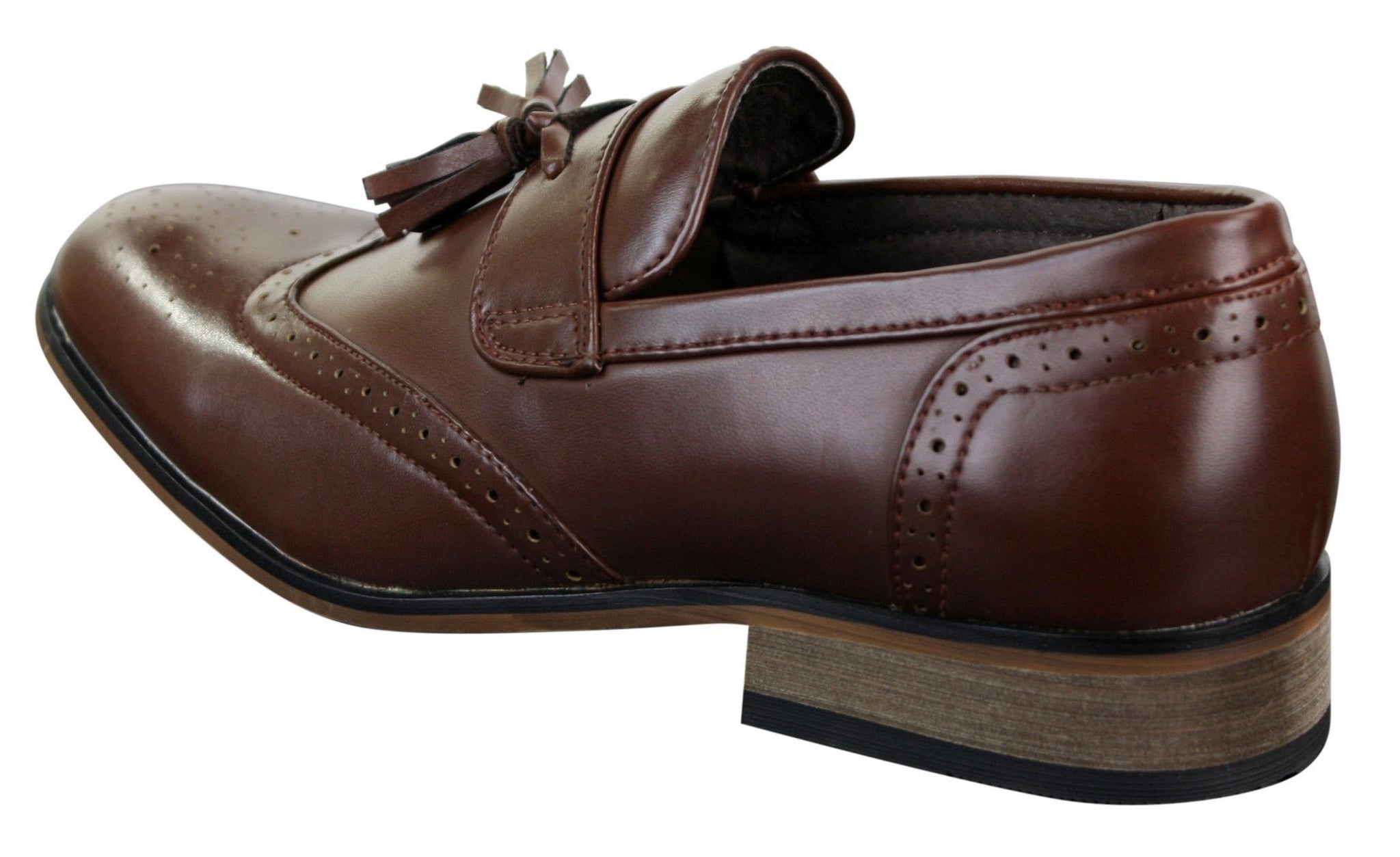 Mens Leather Slip On Tassle Brogues Driving Shoes Loafers Classic Vintage Retro