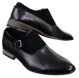 Mens Leather & Suede Slip On Buckle Italian Designer Shoes Smart Casual Formal