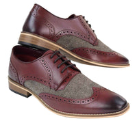 Mens Leather & Tweed 1920s Gatsby Shoes